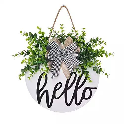 Welcome Sign Hello Front Door Round Wood Sign Hanging Welcome Sign