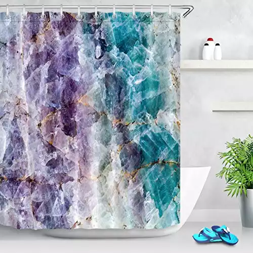 LB Purple Crystal Mineral Marble Abstract Shower Curtain