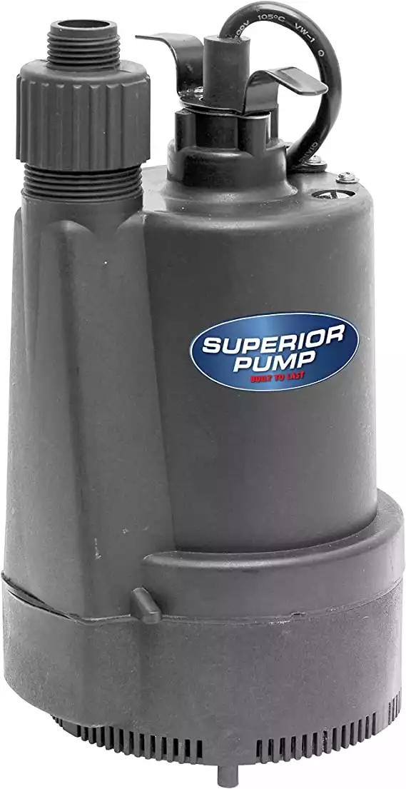 Superior Pump 91330 1/3 HP Thermoplastic Submersible Utility Sump Pump