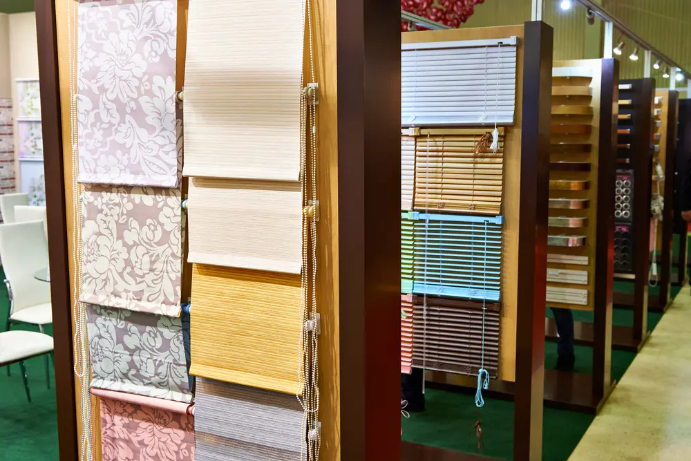 Samples of various window coverings for a piece on types of blinds