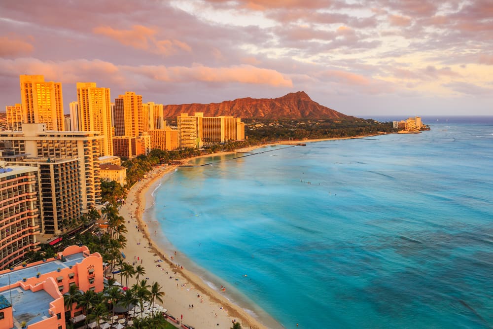 For a piece on the cheapest places to live in Hawaii, a view of the Waikiki Beach bay with Diamond Head in the background