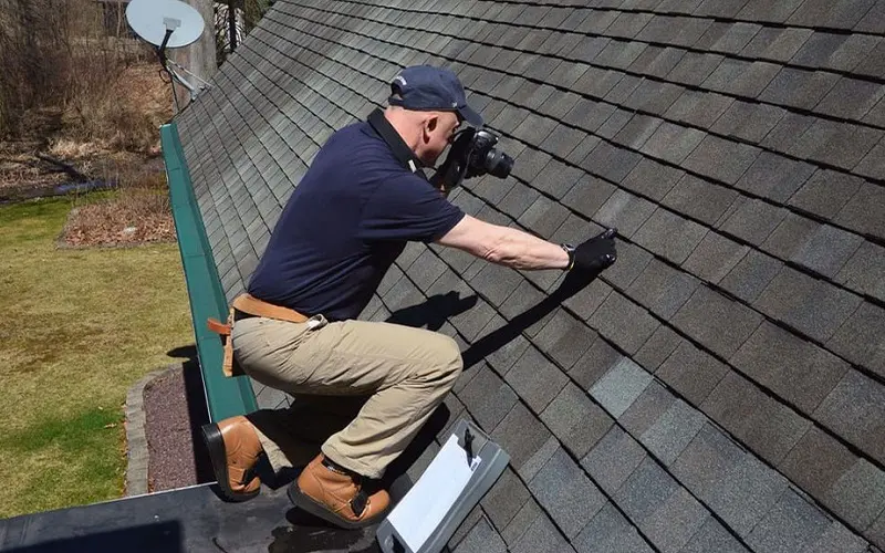 inspecting roof
