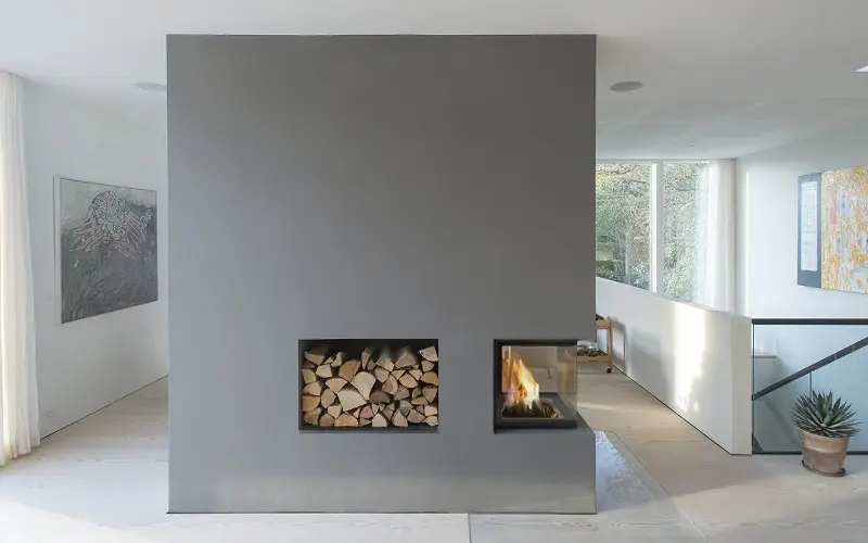 glass-enclosed fireplace idea