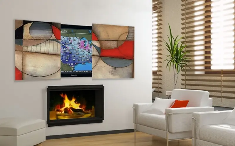 hidden TV and fireplace idea